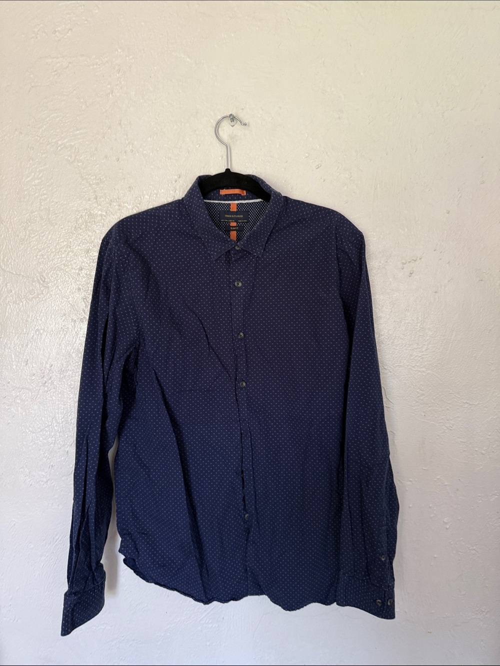 Denim & Flower Dark Navy Microdot Long-Sleeve Button-Down Shirt